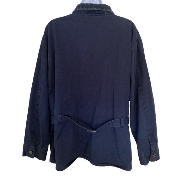 Vintage 90s Navy Blue Chore Barn Jacket Coat Flannel Lined M/L - Picture 6 of 8